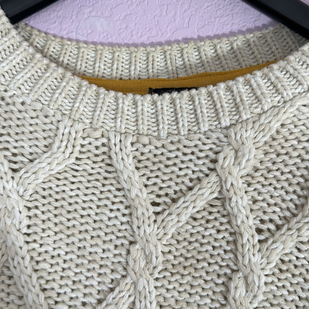 Cream Cable Knit Crop Sweater - Picture 3 of 3